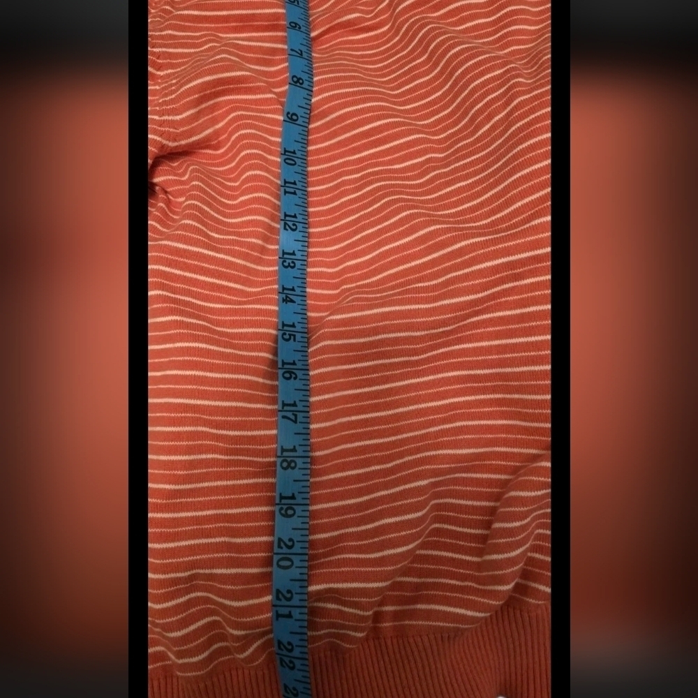 Robert Claridge Sweater 2X Orange White Stripe Crewneck Pullover Cardigan 💵 - Picture 9 of 11